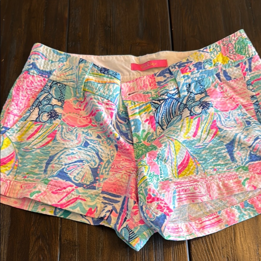 Lilly Pulitzer Pink and Blue Shorts Vibrant Tropical Design. Like new. (Worn 2x)